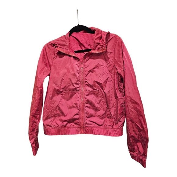 BALLY Women’s Red Windbreaker Hoodie Jacket Raincoat - Size 4 - Picture 1 of 8